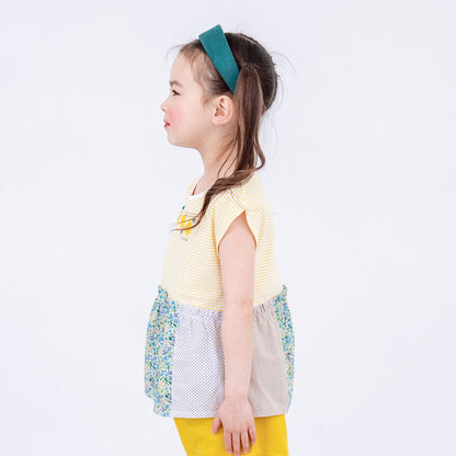 ボーダーフレンチスリーブTシャツ　YELLOW