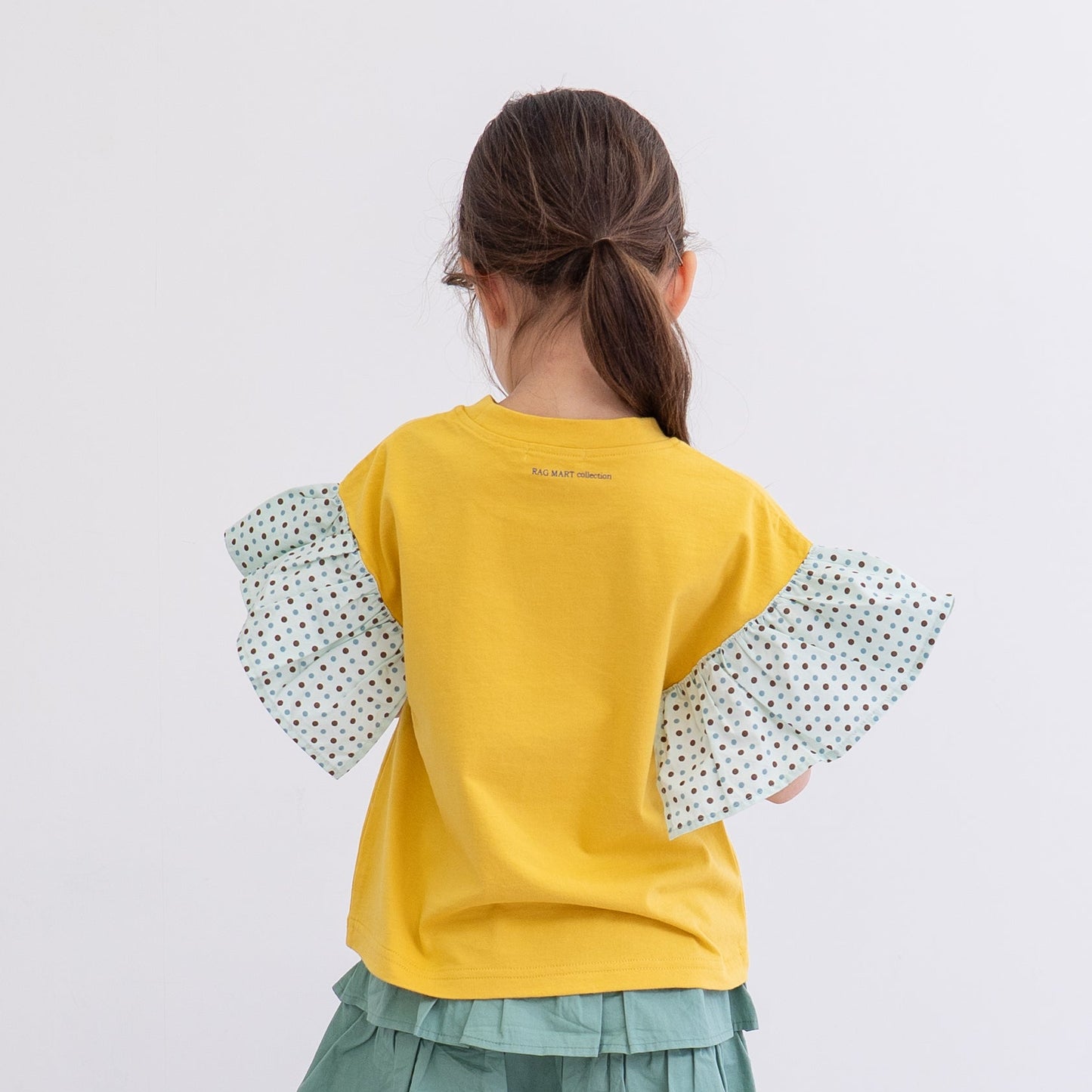 袖フリルボックスTシャツ　YELLOW