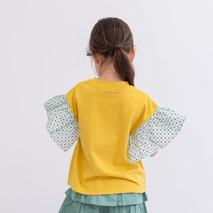 袖フリルボックスTシャツ　YELLOW