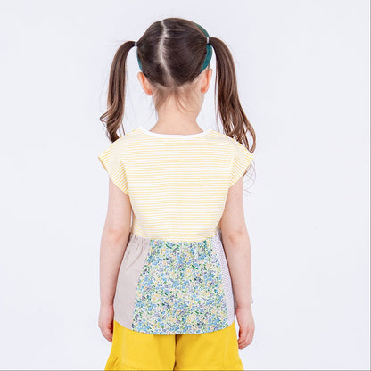 ボーダーフレンチスリーブTシャツ　YELLOW