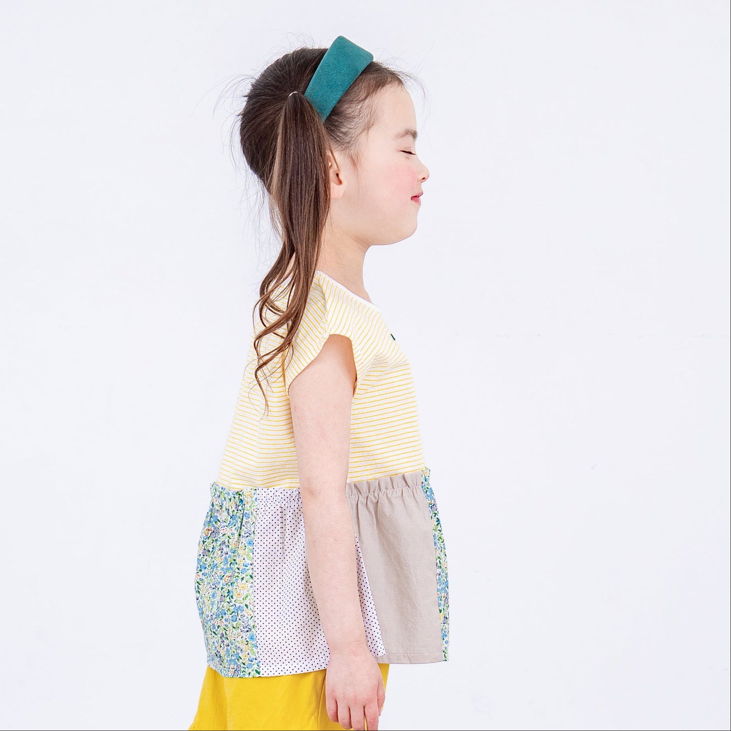 ボーダーフレンチスリーブTシャツ　YELLOW